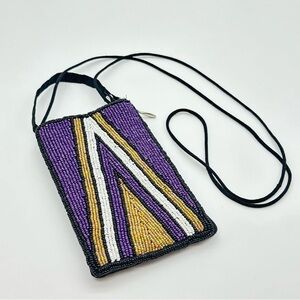 Chic Beaded Crossbody Bag in Purple and Gold